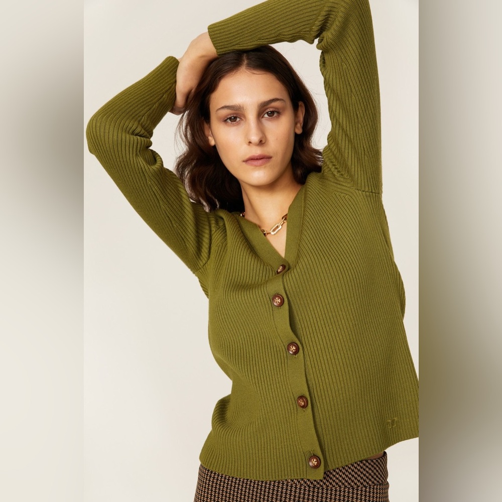 NWT Tory Burch Ribbed Simone Cardigan Sweater